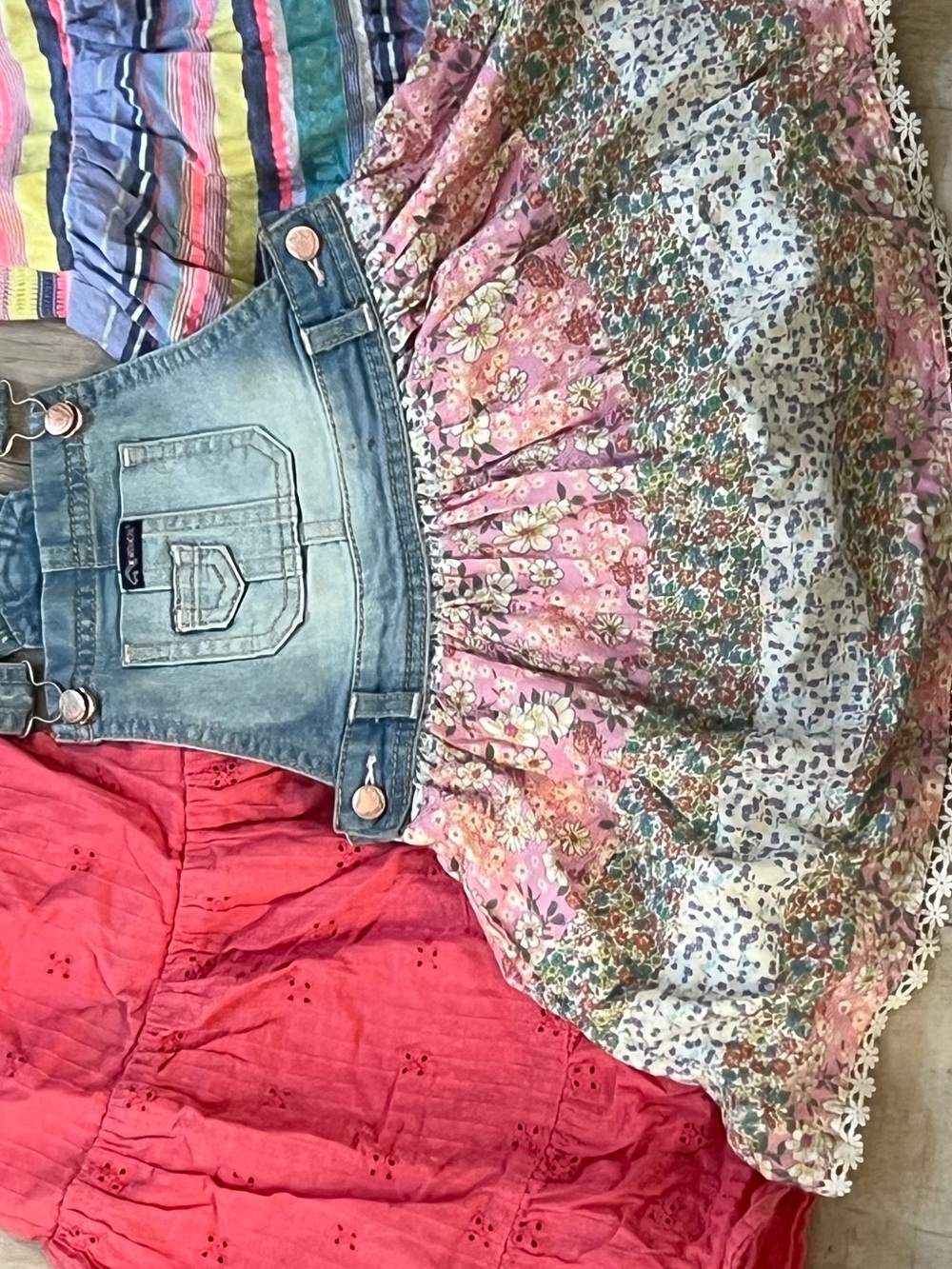 4T Summer Dresses Girls Bundle Denim Bodice Floral Pink Girls' Casual Dress